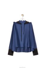 Loewe Women Hooded shirt in silk 206XF921 Midnight Blue