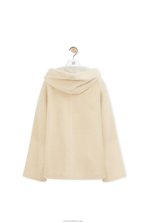 Loewe Women Hooded zip jacket in shearling 206XF1142 Cream/Blue/Purple - Image 2