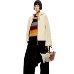 Loewe Women Hooded zip jacket in shearling 206XF1151 Soft White/Tan