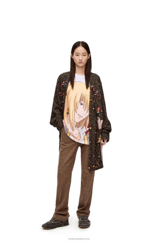 Loewe Women Howl embellished T-shirt in cotton 206XF835 White/Beige - Image 2
