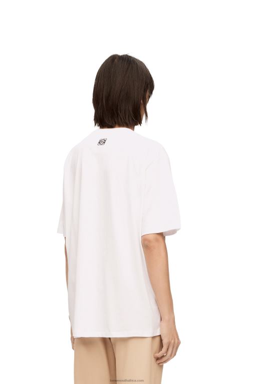 Loewe Women Howl embellished T-shirt in cotton 206XF835 White/Beige - Image 5