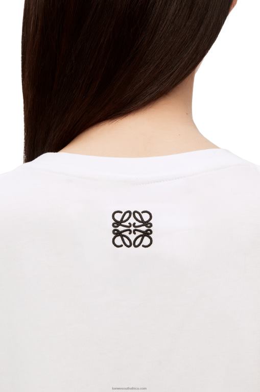 Loewe Women Howl embellished T-shirt in cotton 206XF835 White/Beige - Image 8