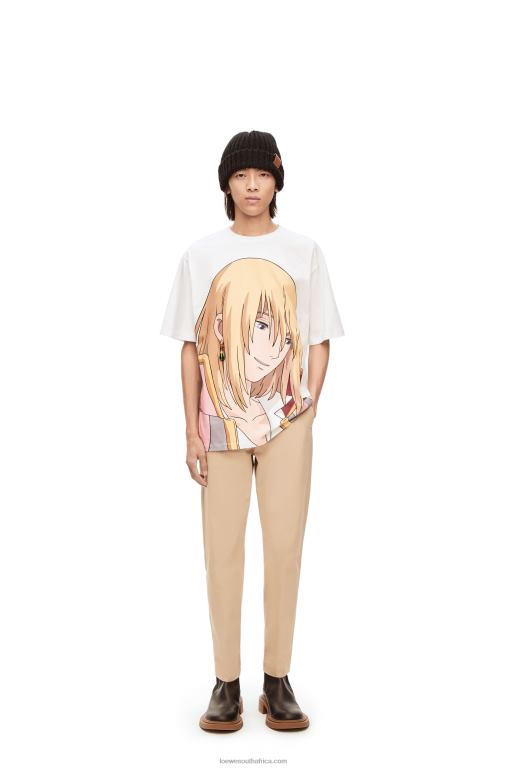 loewe_women_howl_embellished_t_shirt_in_cotton_206xf835_white_beige.jpg Loewe Women Howl embellished T-shirt in cotton 206XF835 White/Beige - Image 1