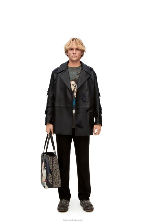 loewe_women_howl_peacoat_in_nappa_206xf1107_black.jpg Loewe Women Howl peacoat in nappa 206XF1107 Black - Image 1