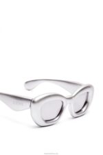 Loewe Women Inflated butterfly sunglasses in nylon 206XF1451 Silver/Grey - Image 4