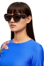 Loewe Women Inflated cateye sunglasses in nylon 206XF1422 Havana - Image 2