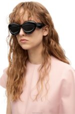 Loewe Women Inflated cateye sunglasses in nylon 206XF1423 Black - Image 2