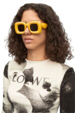 Loewe Women Inflated rectangular sunglasses in nylon 206XF1501 Yellow - Image 2
