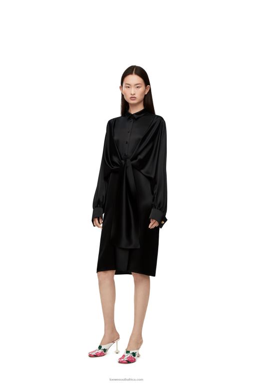 loewe_women_knot_dress_in_crepe_satin_206xf1074_black.jpg Loewe Women Knot dress in crepe satin 206XF1074 Black - Image 1