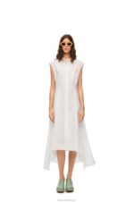 Loewe Women Knot shirt dress in cotton 206XF1049 Optic White - Image 2