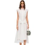 Loewe Women Knot shirt dress in cotton 206XF1049 Optic White