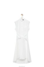 Loewe Women Knot shirt dress in cotton 206XF1049 Optic White - Image 5