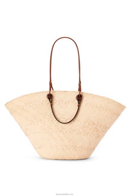 Loewe Women Large Anagram Basket bag in iraca palm and calfskin 206XF17 Natural/Tan - Image 4