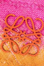 Loewe Women Large Anagram Basket bag in iraca palm and calfskin 206XF84 Fuchsia/Orange - Image 4