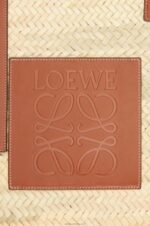 Loewe Women Large Basket bag in palm leaf and calfskin 206XF37 Natural/Tan - Image 5