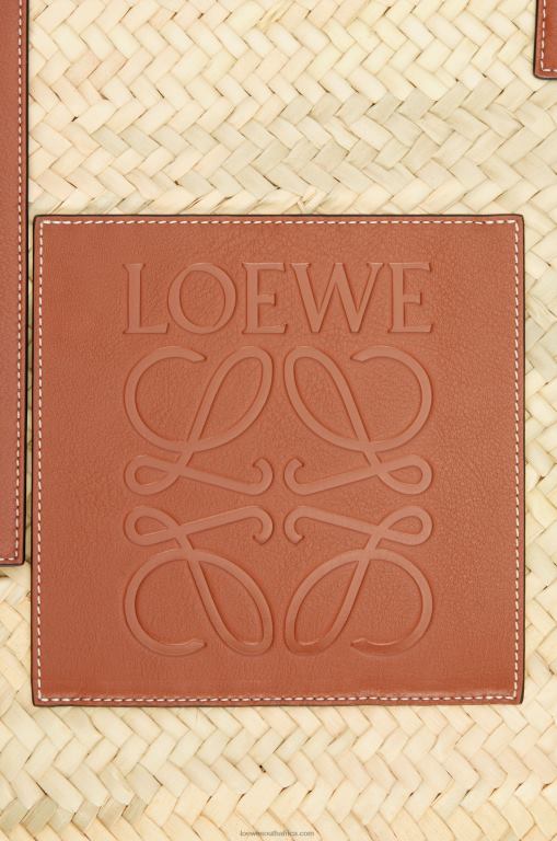 Loewe Women Large Basket bag in palm leaf and calfskin 206XF37 Natural/Tan - Image 5