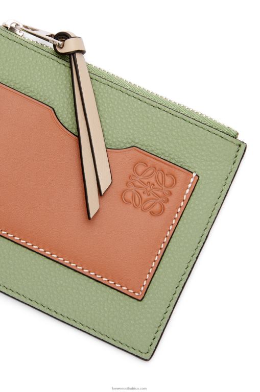 Loewe Women Large coin cardholder in soft grained calfskin 206XF1354 Rosemary/Tan - Image 7