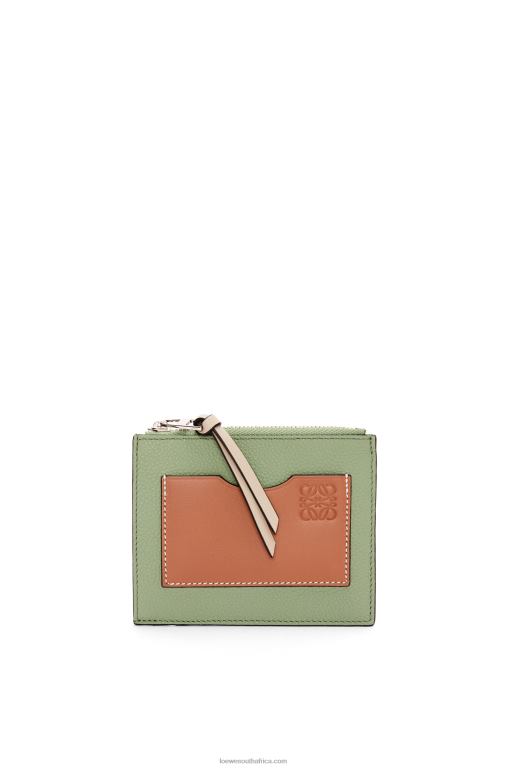 loewe_women_large_coin_cardholder_in_soft_grained_calfskin_206xf1354_rosemary_tan.jpg Loewe Women Large coin cardholder in soft grained calfskin 206XF1354 Rosemary/Tan - Image 1