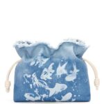 Loewe Women Large Flamenco clutch in denim 206XF391 Light Blue/Ivory