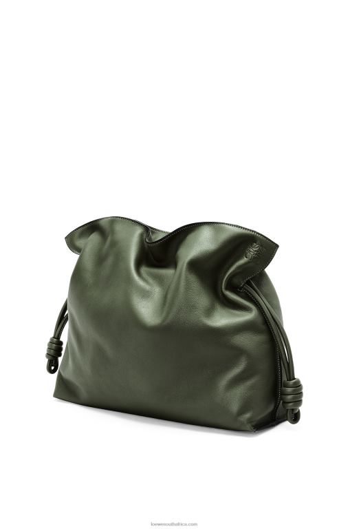 Loewe Women Large Flamenco clutch in nappa calfskin 206XF429 Vintage Khaki - Image 2