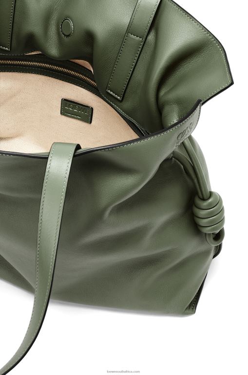 Loewe Women Large Flamenco clutch in nappa calfskin 206XF429 Vintage Khaki - Image 4