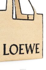 Loewe Women Large Font Tote in raffia 206XF34 Natural - Image 7