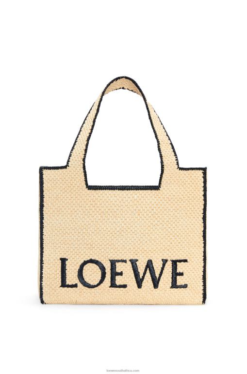 loewe_women_large_font_tote_in_raffia_206xf34_natural.jpg Loewe Women Large Font Tote in raffia 206XF34 Natural - Image 1