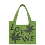 Loewe Women Leaf Font Tote in raffia 206XF31 Green