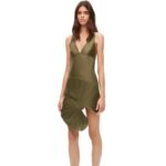 Loewe Women Leaf intarsia dress in nappa 206XF1039 Tea Green