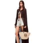 Loewe Women Long kaftan in silk 206XF1103 Chocolate Brown