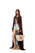 Loewe Women Long kaftan in silk 206XF1103 Chocolate Brown