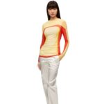Loewe Women Long sleeve top in mesh 206XF852 Yellow/Red