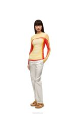 Loewe Women Long sleeve top in mesh 206XF852 Yellow/Red