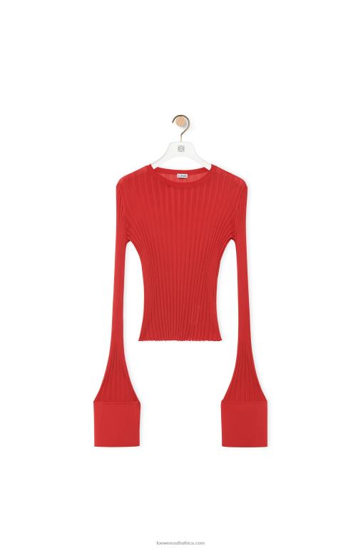Loewe Women Long sleeve top in viscose 206XF848 Dark Orange - Image 5
