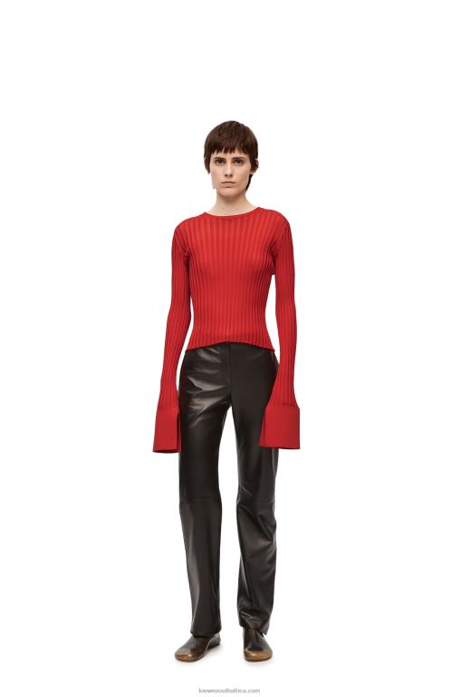 loewe_women_long_sleeve_top_in_viscose_206xf848_dark_orange.jpg Loewe Women Long sleeve top in viscose 206XF848 Dark Orange - Image 1