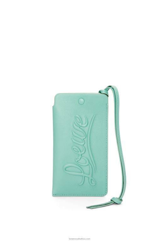 loewe_women_loop_pouch_in_classic_calfskin_206xf594_fresh_mint.jpg Loewe Women Loop pouch in classic calfskin 206XF594 Fresh Mint - Image 1