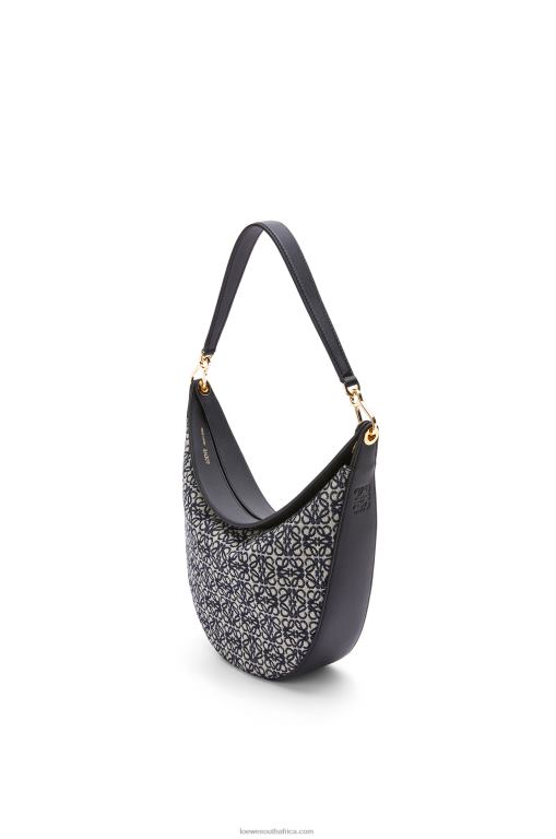 Loewe Women Luna bag in Anagram jacquard and classic calfskin 206XF451 Navy/Black - Image 2
