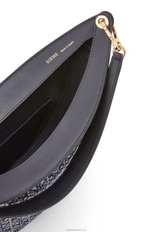 Loewe Women Luna bag in Anagram jacquard and classic calfskin 206XF451 Navy/Black - Image 6