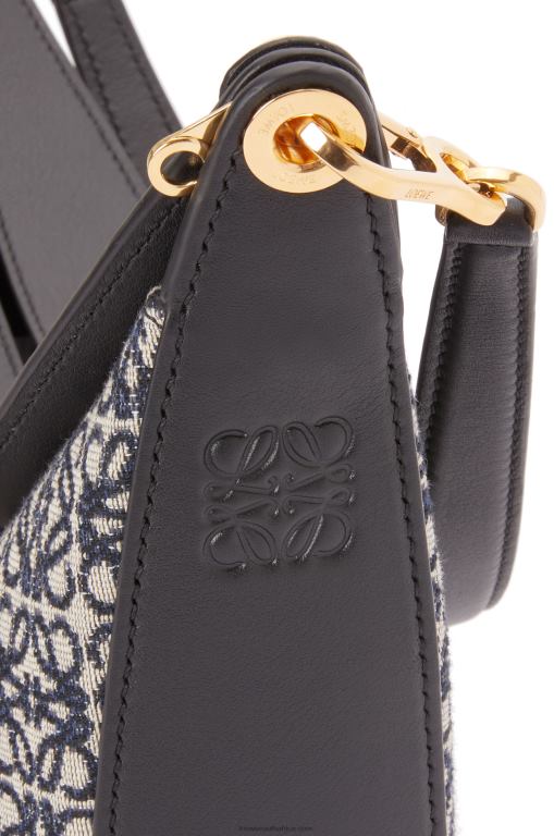 Loewe Women Luna bag in Anagram jacquard and classic calfskin 206XF451 Navy/Black - Image 7