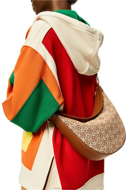 Loewe Women Luna bag in Anagram jacquard and classic calfskin 206XF512 Tan/Pecan - Image 2