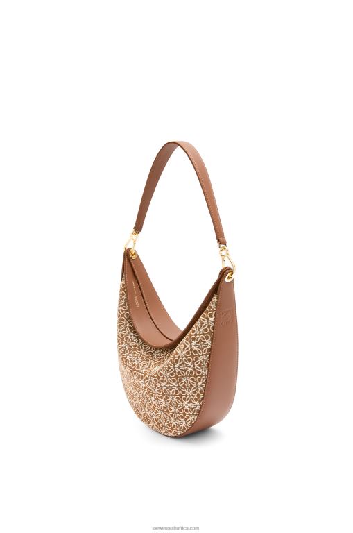 Loewe Women Luna bag in Anagram jacquard and classic calfskin 206XF512 Tan/Pecan - Image 3