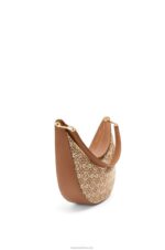 Loewe Women Luna bag in Anagram jacquard and classic calfskin 206XF512 Tan/Pecan - Image 4