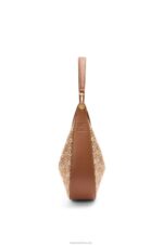 Loewe Women Luna bag in Anagram jacquard and classic calfskin 206XF512 Tan/Pecan - Image 5