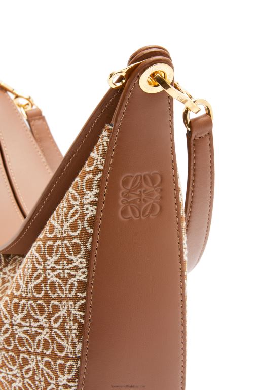 Loewe Women Luna bag in Anagram jacquard and classic calfskin 206XF512 Tan/Pecan - Image 8