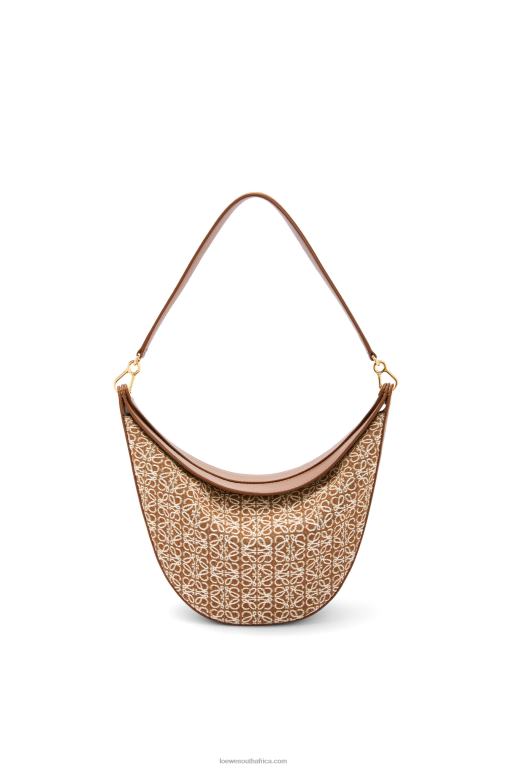 loewe_women_luna_bag_in_anagram_jacquard_and_classic_calfskin_206xf512_tan_pecan.jpg Loewe Women Luna bag in Anagram jacquard and classic calfskin 206XF512 Tan/Pecan - Image 1