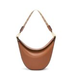 Loewe Women Luna bag in satin calfskin and jacquard 206XF453 Pecan