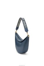 Loewe Women Luna bag in satin calfskin and jacquard 206XF483 Onyx Blue - Image 2