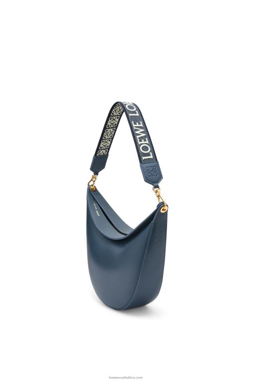 Loewe Women Luna bag in satin calfskin and jacquard 206XF483 Onyx Blue - Image 2
