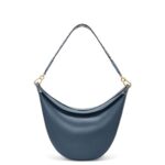 Loewe Women Luna bag in satin calfskin and jacquard 206XF483 Onyx Blue