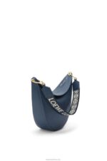 Loewe Women Luna bag in satin calfskin and jacquard 206XF483 Onyx Blue - Image 3